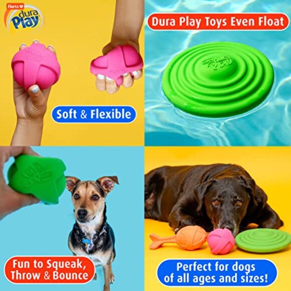 Squeak Ball Dog Toy Pack Durable Natural Rubber Bacon Scented Fetch Chew - Picture 7 of 7